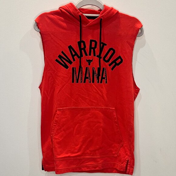 Under Armour Project Rock Warrior Mana Sleeveless Hoodie Tank - Red - Men's Sz S - Picture 1 of 4